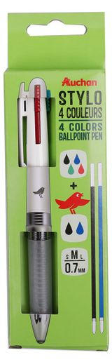 Изображение товара Ручка шариковая АШАН Красная птица автоматическая 4 цвета 0,7 мм, 1 шт