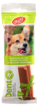 Изображение товара Лакомство для собак Biff Dent с телятиной для средних пород, 77 г
