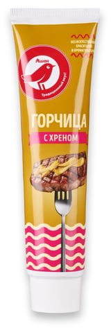 Изображение товара Горчица с хреном АШАН Красная птица, 200 г