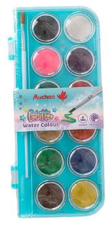 Изображение товара Набор глиттерной акварели АШАН Красная птица, 12 цветов