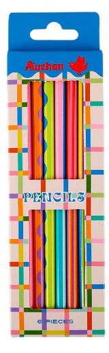 Изображение товара Набор карандашей коллекция Клауд, чернографитные АШАН Красная птица HB с ластиком, 6 шт