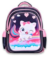 Изображение товара Рюкзак школьный для девочки Кошка сине-розовый