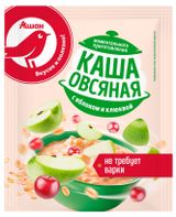Изображение товара Каша овсяная АШАН Красная птица с яблоком и клюквой, 35 г