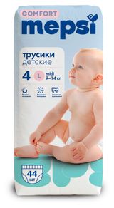 Изображение товара Трусики MEPSI Comfort L 4 (9-14кг), 44 шт