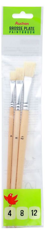 Изображение товара Набор кистей АШАН Красная птица щетина №4,8,12, 3 шт