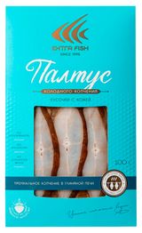 Изображение товара Палтус холодного копчения «Экстра Фиш» ломтики с кожей, 100 г