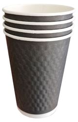 Изображение товара Стаканы одноразовые двухслойные черные 400мл, 4 шт