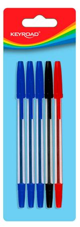Изображение товара Набор шариковых ручек KEYROAD, 5 шт (3 синие, 1 черная, 1 красная)