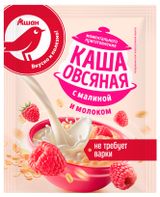 Изображение товара Каша овсяная АШАН Красная птица малина с молоком, 35 г