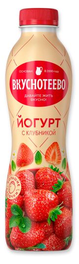Изображение товара Йогурт питьевой «Вкуснотеево» клубника 2,7% БЗМЖ, 280 г