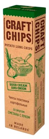 Изображение товара Чипсы картофельные «Онега» Крафтовые пластинки со вкусом сметаны с луком, 90 г