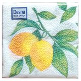 Изображение товара Салфетки бумажные одноразовыеDesna однослойные Лимоны 24х24 см, 40 шт
