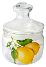 Изображение товара Банка для хранения сыпучих продуктов стеклянная со стеклянной крышкой Лимоны, 420 мл