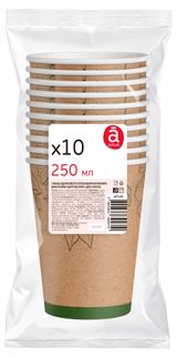 Изображение товара Стаканы одноразовые бумажные Actuel Цветы однослойные, 250 мл х 10 шт