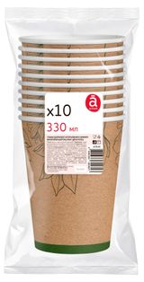 Изображение товара Стаканы одноразовые бумажные Actuel Цветы однослойные, 330 мл х 10 шт