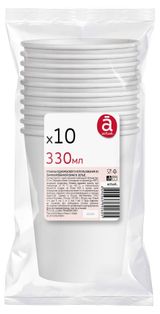 Изображение товара Стаканы одноразовые бумажные Actuel однослойные белые, 330 мл х 10 шт