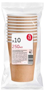 Изображение товара Стаканы одноразовые бумажные Actuel однослойные, 250 мл х 10 шт