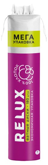 Изображение товара Ватные диски RELUX 100% хлопок, 180 шт