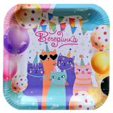 Изображение товара Тарелки одноразовые бумажные Bouquet Котики 20 см, 6 шт