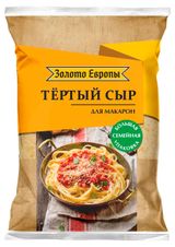 Изображение товара Сыр полутвердый тертый «Золото Европы» для макароны 45% БЗМЖ, 300 г