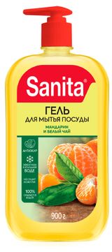 Изображение товара Средство для мытья посуды Sanita мандарин и белый чай, 900 г