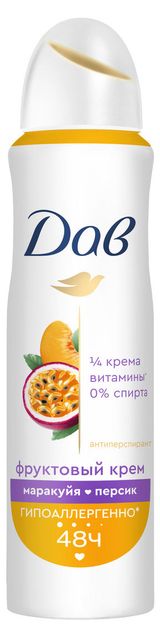 Изображение товара Антиперспирант аэрозоль женский «Дав» с ароматом маракуйи и персика 48ч защиты, 150 мл