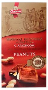 Изображение товара Шоколад молочный «Спартак» с арахисом, 90 г