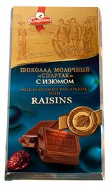 Изображение товара Шоколад молочный «Спартак» с изюмом, 90 г