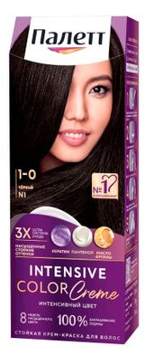 Изображение товара Крем-краска для волос «Палетт» Интенсивный цвет 1-0 Чёрный, 110 мл