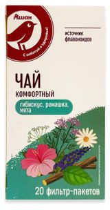 Изображение товара БАД АШАН Красная птица Чай Комфортный №2 для пищеварения, 2 г х 20 шт