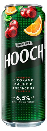 Изображение товара Напиток пивной Hooch Супер с соками вишни и апельсина пастеризованный 6,5%, 450 мл
