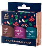Изображение товара Набор эфирных масел «ГлавБаня» кедр чабрец эвкалипт, 3х15 мл