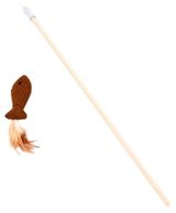 Изображение товара Игрушка для кошек АШАН Красная птица Дразнилка рыбка с перьями, 40 см