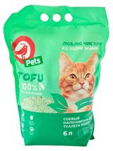 Изображение товара Наполнитель для кошачьего туалета АШАН Красная птица Зеленый чай тофу впитывающий, 6 л