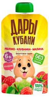Изображение товара Пюре «Дары Кубани» яблоко клубника малина, 90 г