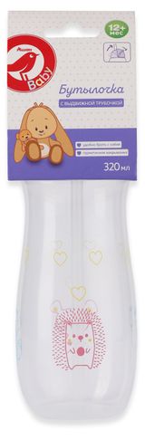 Изображение товара Бутылочка АШАН Красная птица с выдвижной трубочкой 12+ мес., 320 мл