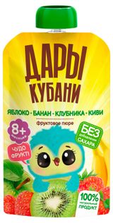 Изображение товара Пюре «Дары Кубани» яблоко клубника банан киви, 90 г