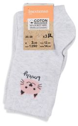 Изображение товара Носки для девочек InExtenso серые с рисунком, 3 шт