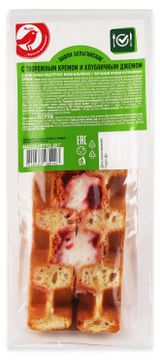 Изображение товара Вафли бельгийские АШАН Красная птица с творожным кремом и клубничным джемом, 80 г