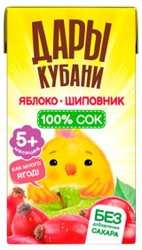 Изображение товара Сок «Дары Кубани» яблочный с шиповником с 5 месяцев, 125 мл