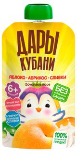 Изображение товара Пюре фруктовое «Дары Кубани» яблоко и абрикос со сливками с 6 мес., 90 г