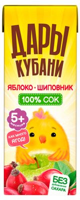 Изображение товара Сок «Дары Кубани» яблоко-шиповник с 5 месяцев, 200 мл