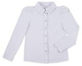 Изображение товара Блузка для девочки «КАЛИНКА белая длинный рукав