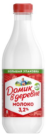 Изображение товара Молоко пастеризованное питьевое «Домик в деревне» нормализованное 3,2% БЗМЖ, 1440 мл