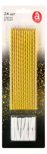 Изображение товара Свечи для торта Actuel золотистые 17 см, 24 шт