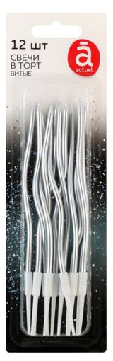 Изображение товара Свечи для торта Actuel витые серебристые 15 см, 12 шт
