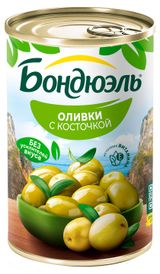 Изображение товара Оливки зеленые «Бондюэль» с косточкой, 300 г