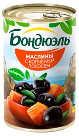 Изображение товара Маслины «Бондюэль» Охибланка с копченым лососем Испания, 314 мл