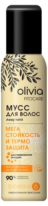 Изображение товара Пенка для укладки волос Olivia сильной фиксации с экстрактом родиолы розовой, 150 мл