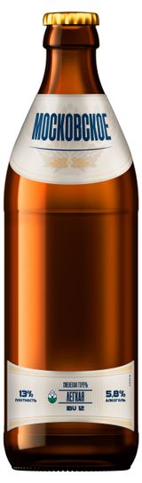Изображение товара Пиво светлое «Московское» 5,8%, 0,5 л